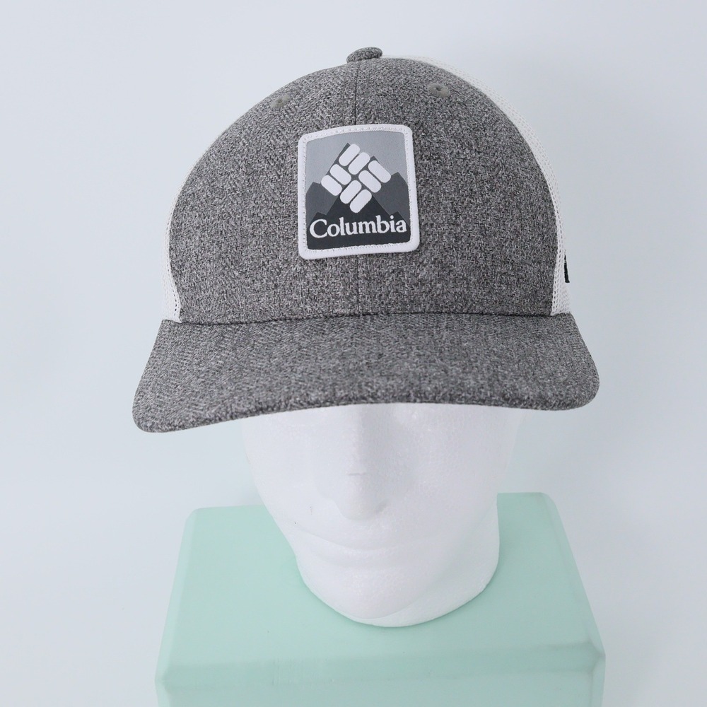 Columbia PFG Mens Trucker Hat Grey White Mesh Snapback Baseball Cap Adjustable